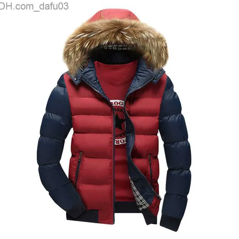 Hommes Down Parkas haute qualité mode veste d'hiver hommes parka col de fourrure à capuche outwear manteau classique simple chaud épissé jaqueta hombre casaca Z230727