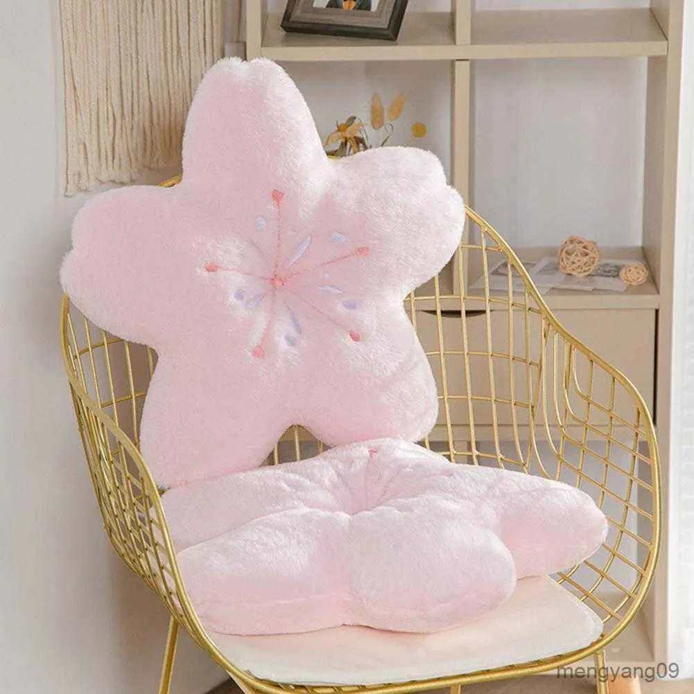 Kudde/dekorativ körsbärsblomning kast kawaii sakura blomma plysch sovrum vardagsrummet dekor fönster golv säte kudde tatami r230727