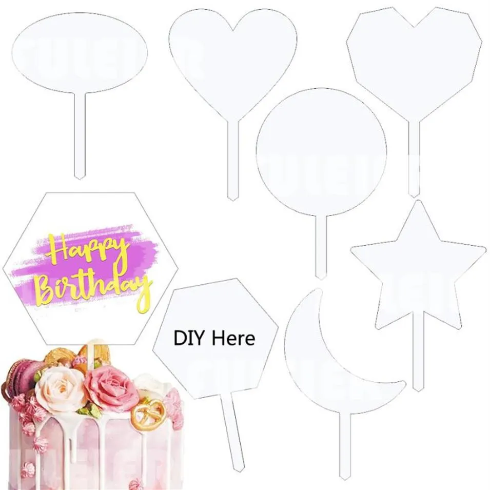 Autres fournitures de fête de fête 7style 10 Pack clair Acrylique Gâteau Toppers Blanc DIY Anniversaire Topper Pour Anniversaire De Mariage Decorat299r