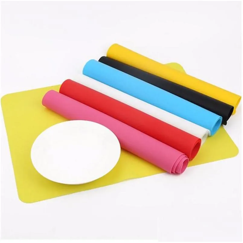 Matten Pads 40X30Cm Sile Bakken Mat Anti-aanbak Food Grade Placemats Keuken Pastry Liner Bakvormen Kid Tafel placemat Decoratie Drop Del Otdux