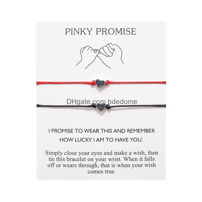 Charm Armbanden Hart Pinky Promise Verstelbaar Beste Vrienden Minnaar Vrouwen Meisje Paar Mode-sieraden Drop Delivery Dhgqp