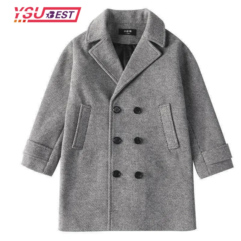 Tench Coats Winter Grid Jackets Boys Girl Woolen podwójny streastowy Trench Baby Boy Trench Płaszcz Lapel Autumn Dzieci Obiaste O wierzchołek wełna płaszcz wełna 230726