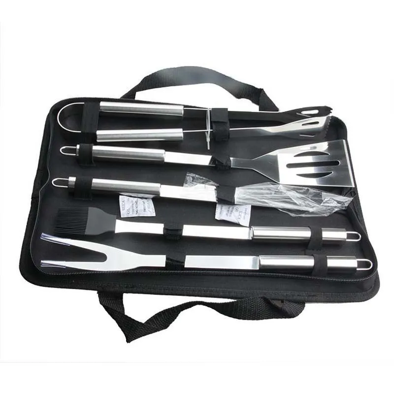 DHgate.com:5-Piece Stainless Steel BBQ Tools Set with Storage Bag ...