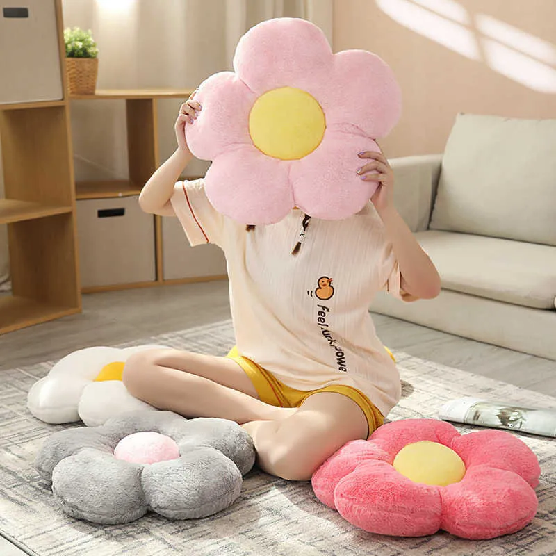 Flower Floor Cushion Soft Wool Chair Cushion, Thick Winter Seat