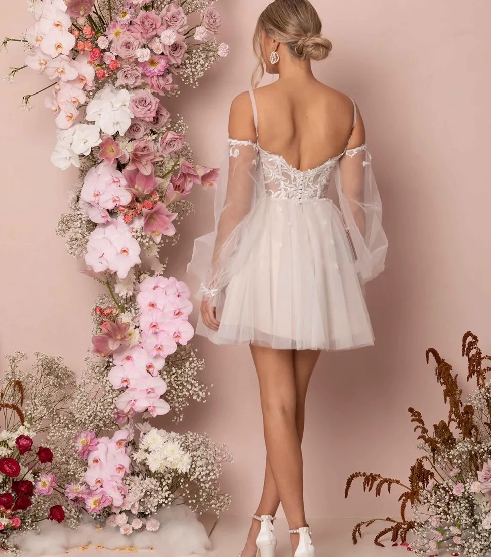 short fairy wedding dress Short Wedding Dresses Mini A Line Tulle Fairy Bridal... From  Donnaweddingdress12, $79.61