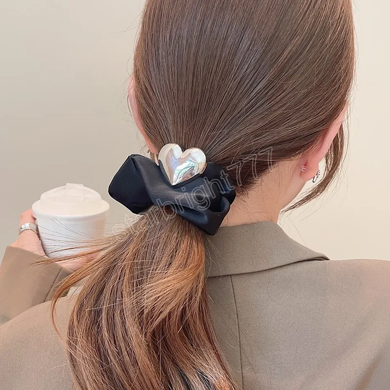 Scrunchies ragazze Fasce capelli in metallo dorato Cravatte capelli Donna Eleganti elastici elastici Love Accessori capelli