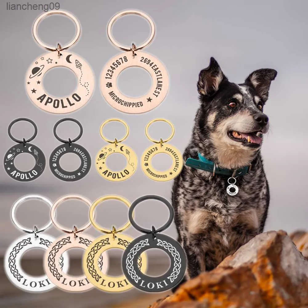 Personalized Pet ID Tag Cat Dog Collar Accessories Dogs Anti-lost Name Tags Customizable Engraved Necklace Chain Pets Supplies L230620