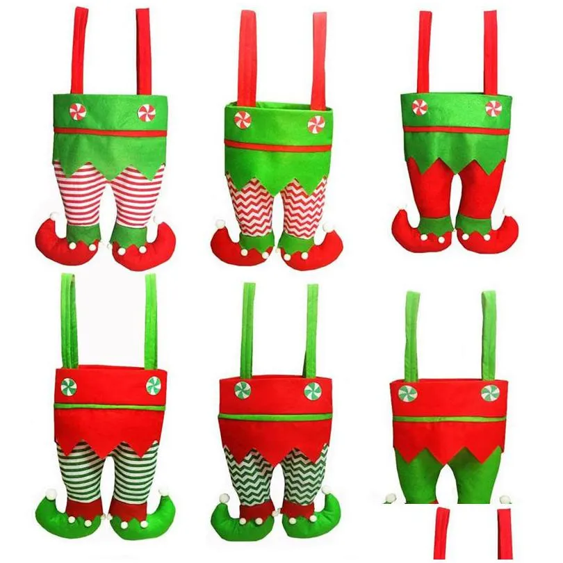 Decoraciones navideñas Elf Candy Bags Santa Spirit Pants Treat Pocket Decor Holiday Party Gifts Decoración de Navidad Jk2010Xb Drop Delivery Dhtwa