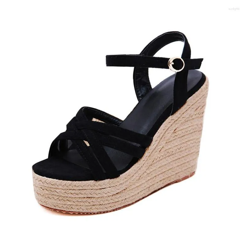 Scarpe eleganti EAGSITY Zeppe da donna Sandali con punta aperta Piattaforma Tacco alto Décolleté da donna Scarpe da donna con suola in corda Espadrillas