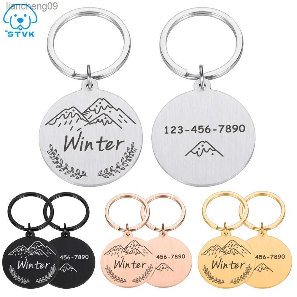 Gratis gravure huisdierhalsband gepersonaliseerde ID-tag gegraveerde naam voor hond kat puppy sleutelhanger charme hanger ketting accessoires