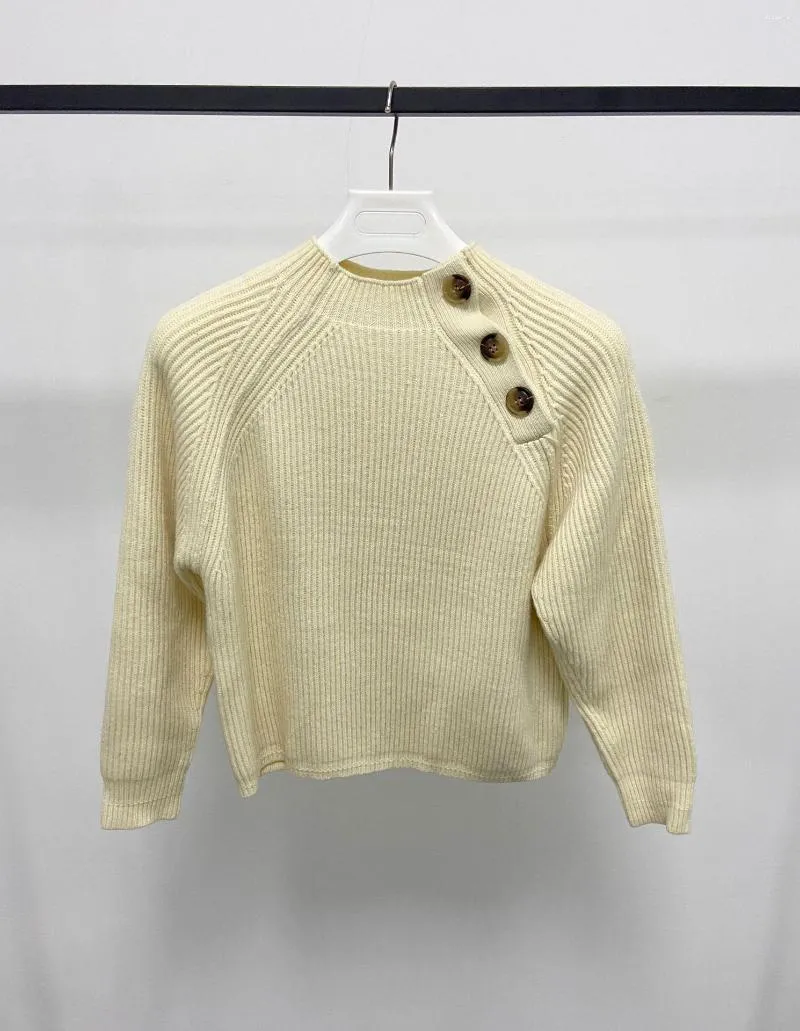 Women's Sweaters Spring Autumn Women All-Match Sweater Turtleneck Long Sleeve Solid Color Shoulder Buttons Simple Ladies Casual Jumper 2023