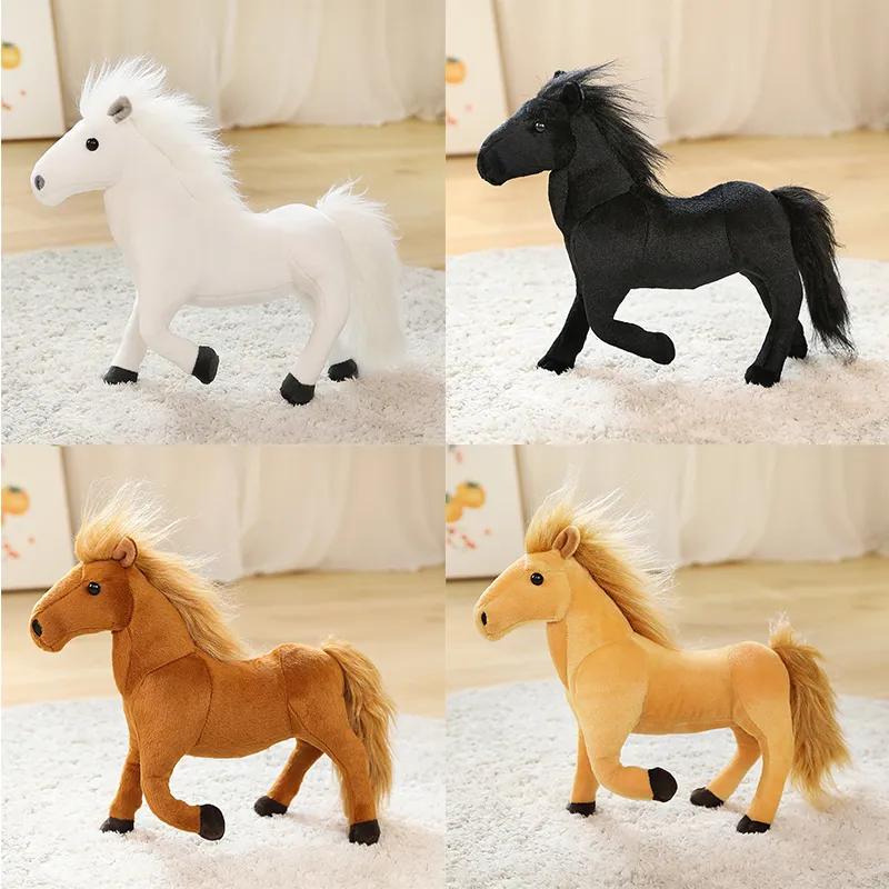 Fabrikgroßhandel 32 cm 4-farbiges simuliertes Pferdeplüschspielzeug Stofftiergeschenke für Kinder