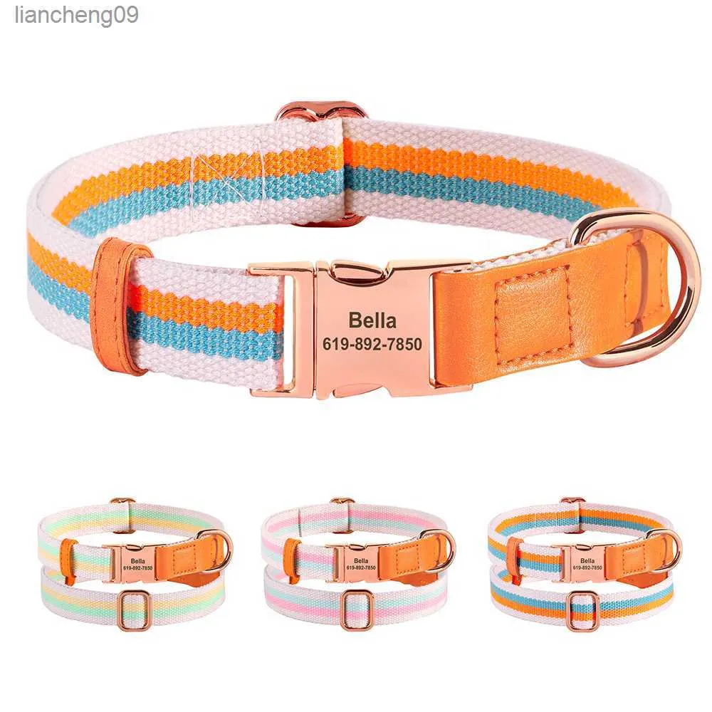 Personalisiertes Hundehalsband, Nylon, Hundeschnalle, Halsbänder, Leder, Haustier-Halskette, Anti-Verlust-ID-Tag, Namensschnalle für kleine, mittelgroße und große Hunde L230620