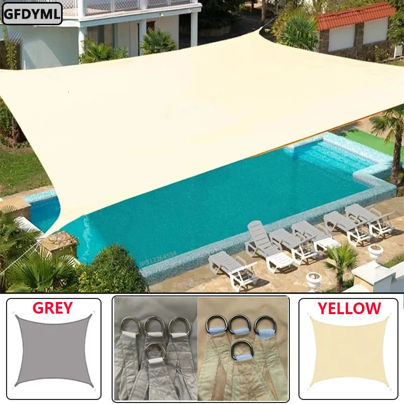 Tentes et abris 3x5m3x6m4x5m Pare-soleil imperméable 300D Ombre Protection Voile Auvent Camping Tissu Grand extérieur Auvent Jardin Cour 230726