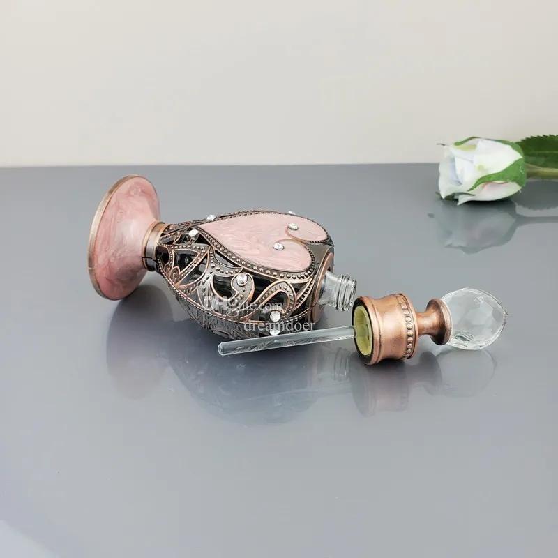Mode 12 ml emalj dubai arabisk stil parfym flaskor glas dropper eteriska oljeflaskor grossist hjärtform deodorant behållare