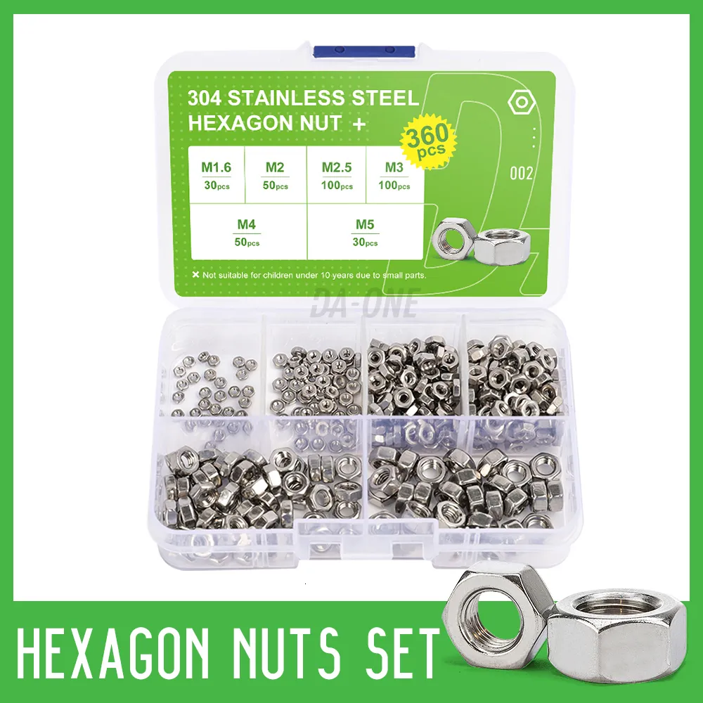 Verktygsdelar Hexagonmuttrar Ställ in M1.6 M2 M2.5 M3 M4 M5 M6 M8 304 Rostfritt stål Hex Kit 180 210 220 360 PCS BOLT BOX FÖR SKRIV 230727