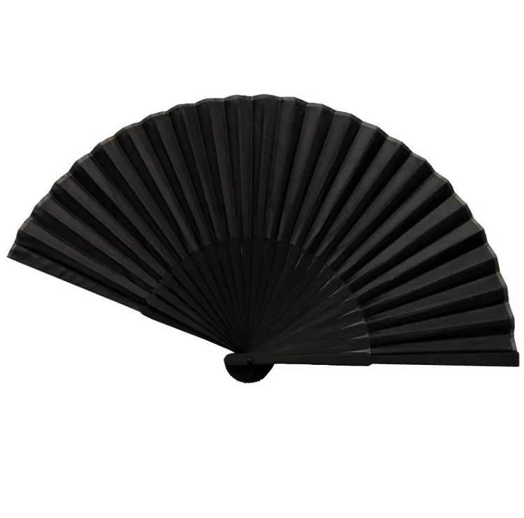 Party Favor Chinese Vintage Black Hand Fan Silk Fabric Face Bamboo Handle Dance Wedding Party Decorative Fan Classic Folding Fans SN6239