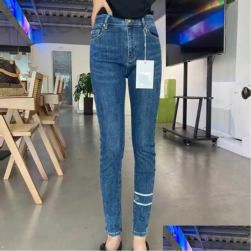 Jeans pour femmes Womens Designer Vêtements haut de gamme Automne et hiver Élastique Slim Skinny Leggings taille haute Femmes Ahg1 Drop Delivery Dh1P5