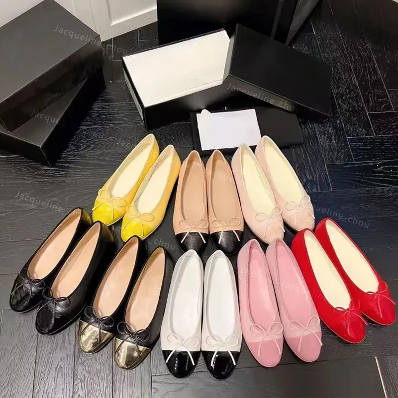 Ballet Shoes Flat Heels Women Dress Shoes Designer Loafers Fashion Bowknot Flats Patent Leather Wedding Party Dance Shoe With Box