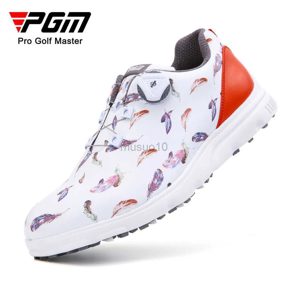 Other Golf Products PGM New Golf Shoe Men's Shoe Personalized Feather Pattern Sports Shoe Waterproof Microfiber Leather Shoe HKD230727