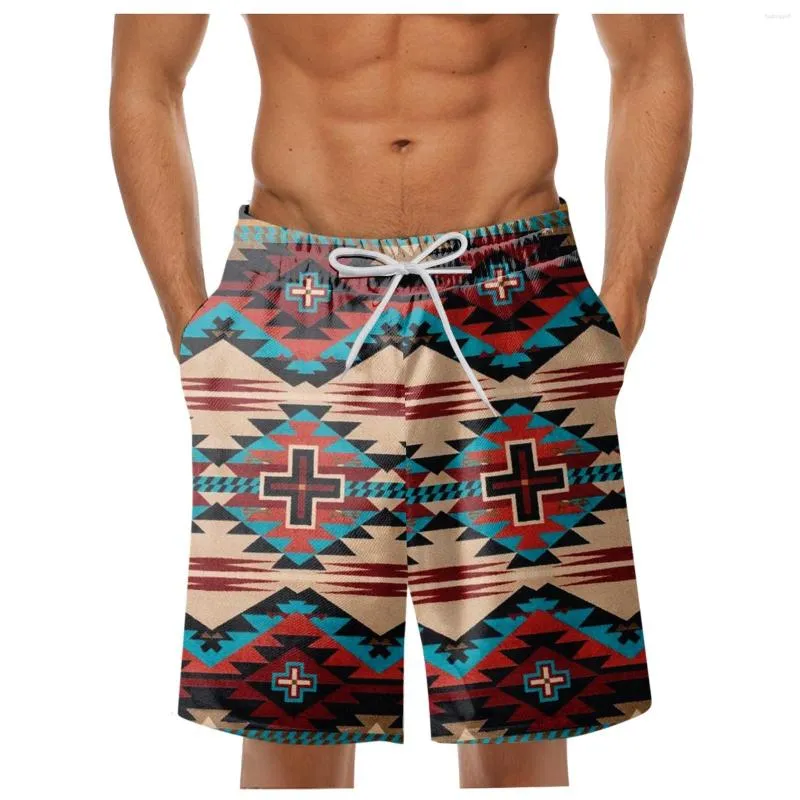 Pantaloncini da uomo Costume da bagno vintage da spiaggia Stampa etnica Coulisse Costume da bagno hawaiano Uomo Corto Uomo Palestra Nuoto Uomo casual 2023