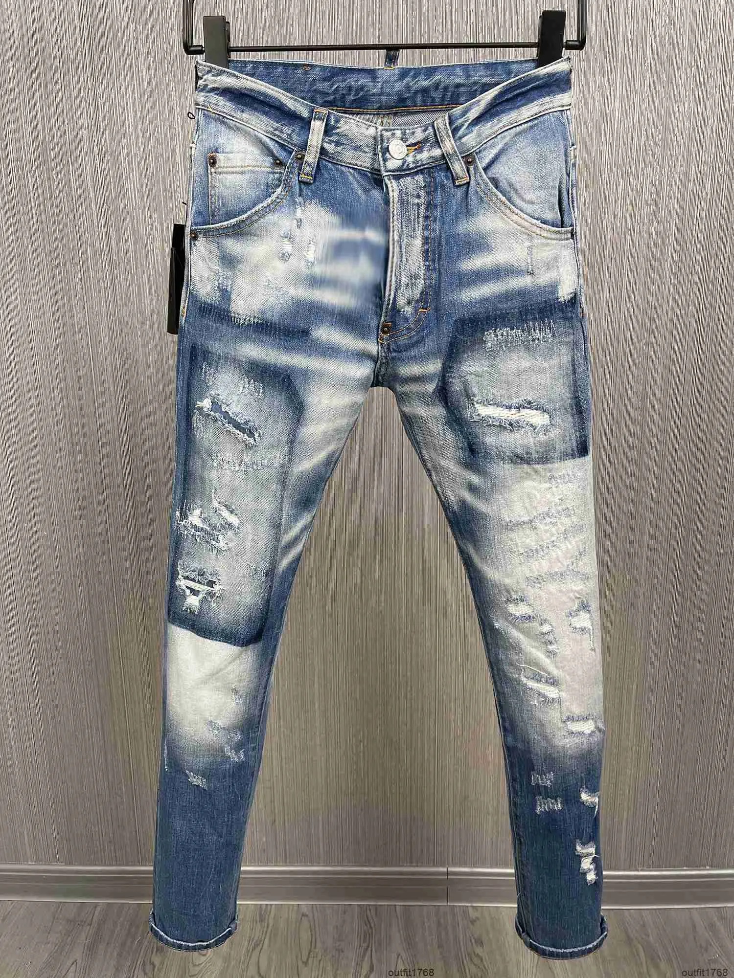 2023 hommes Denim Jeans noir déchiré pantalon mode maigre cassé Style vélo moto Rock Revival Jean