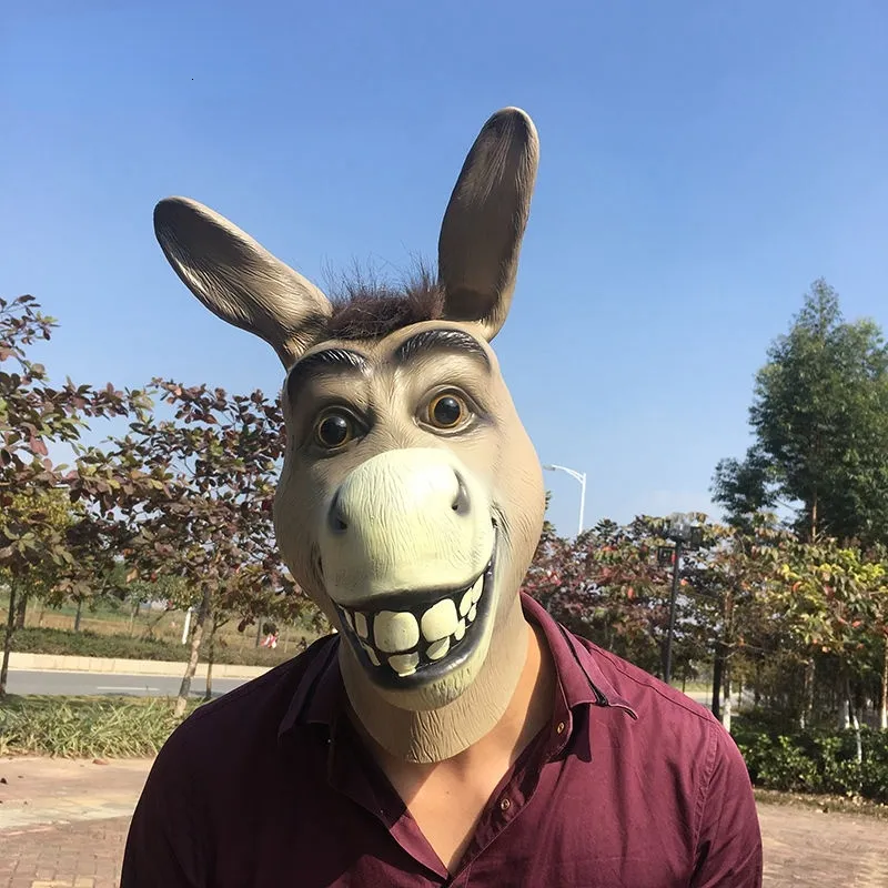 Festmasker rolig vuxen läskig rolig åsna hästhuvudmask latex halloween djur cosplay zoo props fest festival kostym boll mask 230726