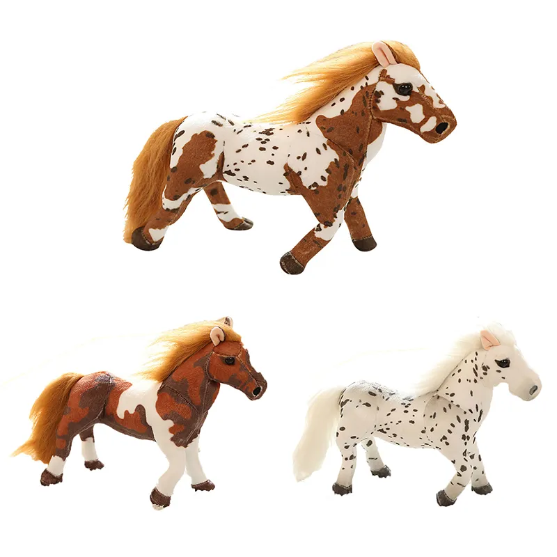 Factory wholesale 30cm 3 styles imitation horse plush toy white horse stuffed animal gift for children