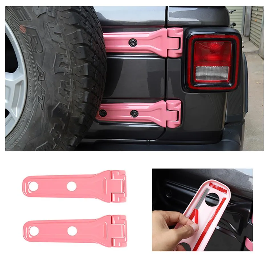 ABS Tailgate Door Reserve Tire Hinge Cover Trims Decoraion för Jeep Wrangler JL 2018 Up Pink259a