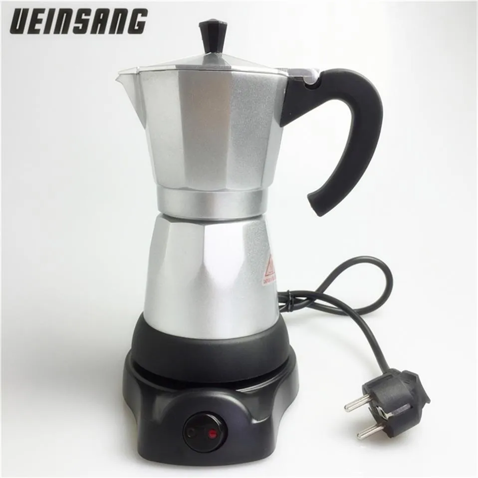 6 Cups 300 Ml Elektrische Koffiezetapparaat Aluminium Materiaal Koffie Potten Moka Pot Mokka Koffie Machine V60 Koffie Filter Espresso maker T200206S