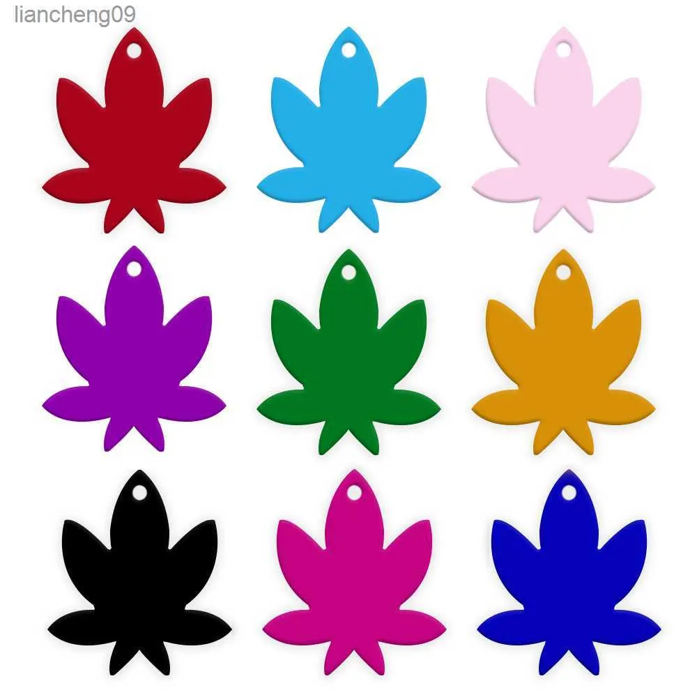 wholesale 20Pcs Maple Leaf Pendant pet tag ID Tags Badge ID Lanyard Name Keychain Personalized Key ID Dog ID Tags Accessories L230620