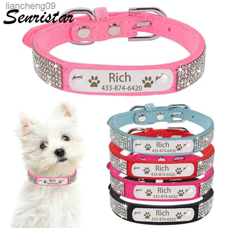 Coleira personalizada para cães com placa de identificação personalizada para cães de gato para cães pequenos, médios e grandes, com identificação gravada, coleira para cães de estimação L230620