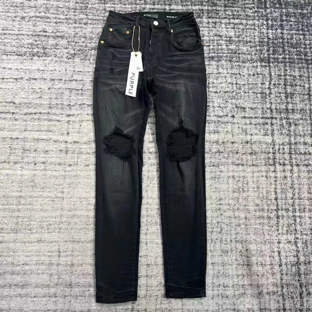 Luxury Black Distressed Amber Designer Denim Pant For Men 28