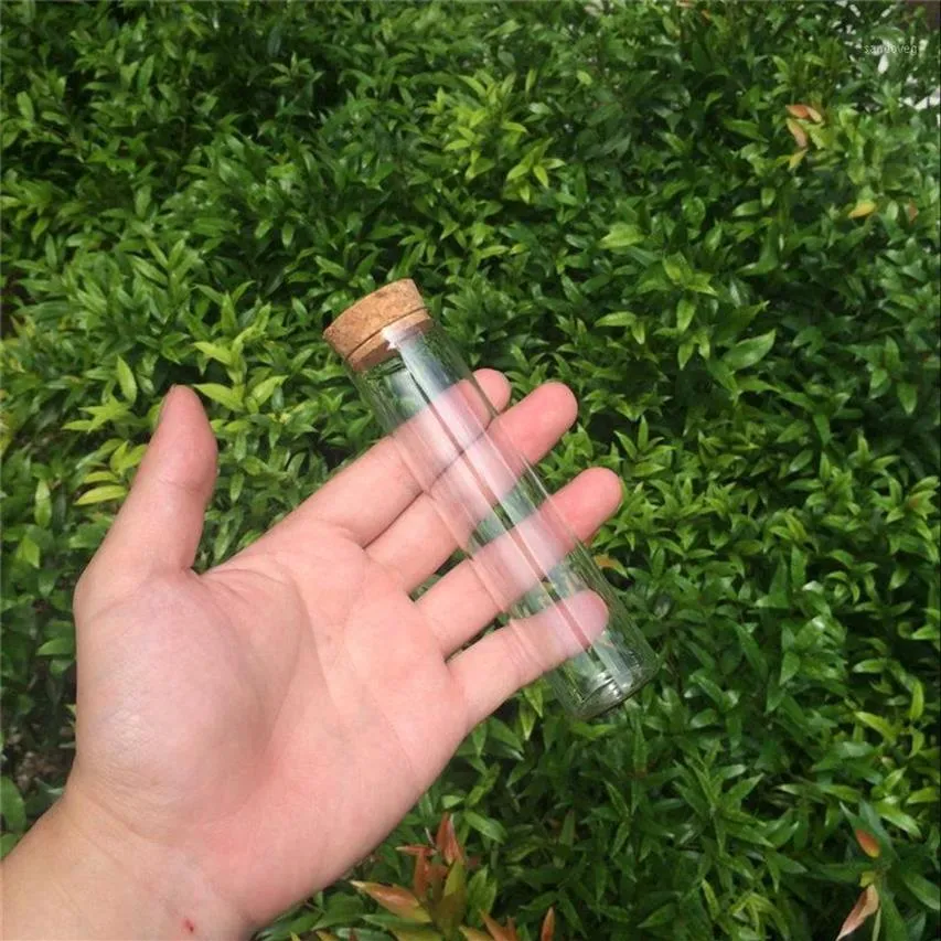 Whole- 30 120mm 60ml Bottiglie di vetro Fiale Vasi Provetta con tappo di sughero Bottiglie vuote trasparenti trasparenti 24 pezzi / lotto1277j