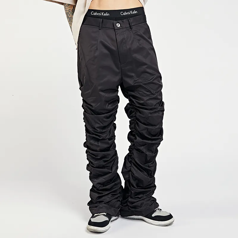 Mannen Broek Hip Hop Retro Gedrapeerde Rechte Wit Zwart Heren Broek Losse Geplooide Oversized Casual Broek Harajuku Baggy Trainingsbroek 230726