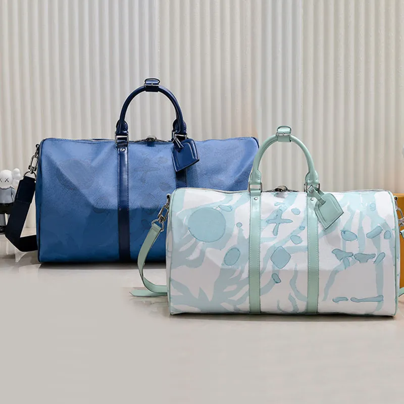 Borsa grande da viaggio Designer Borsa da viaggio oversize Borse da uomo Borse da donna Borsone da donna Borse da viaggio casual Borsa da viaggio Goccia d'acqua Borsa blu Borsa di lusso Lucchetto Portachiavi