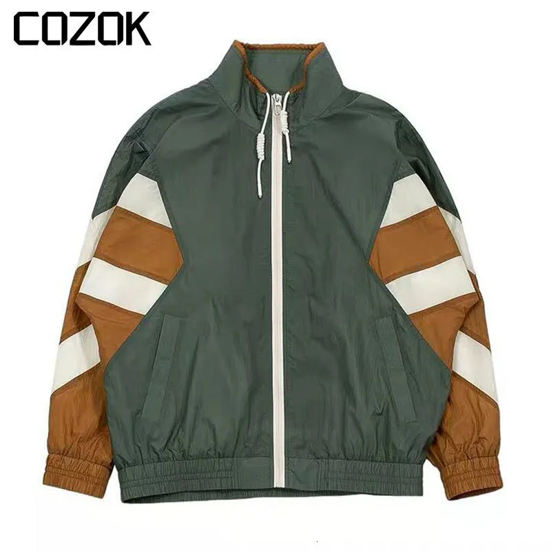 Giacche da uomo Coreano Primavera Varsity Uomo Patchwork High Street Harajuku Giacca a vento Colletto alla coreana College Streetwear Cappotto Coppia 230726