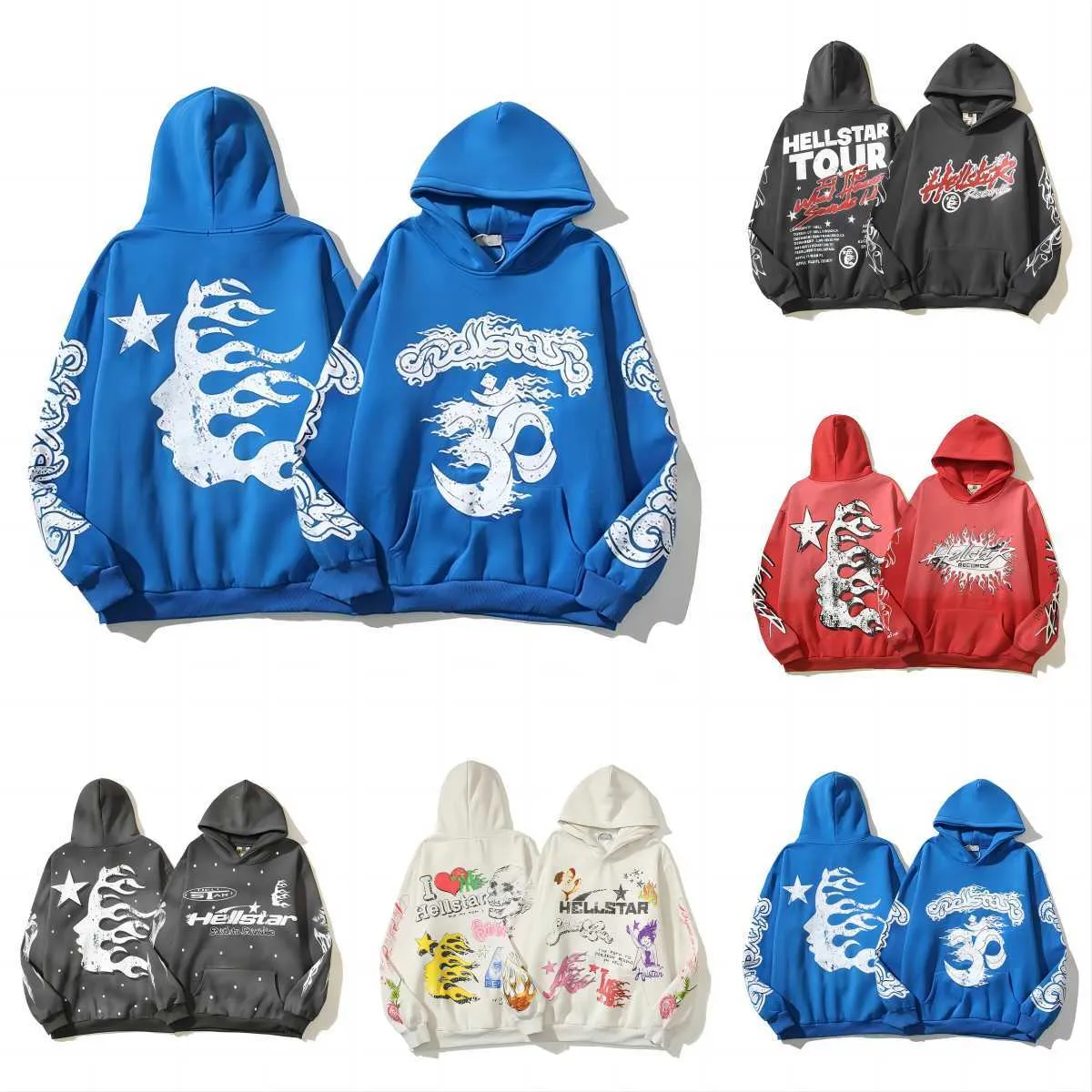 Erkek Kadınlar Hellstar Hoodie Sweatshirt High Street Polar Pantolon Uzun Kollu Kazak Harajuku Stranger Şeyler Büyük Boy Kayıp Sweatshirt Gloos Hip Hop Hoodie Set Kullanıcı