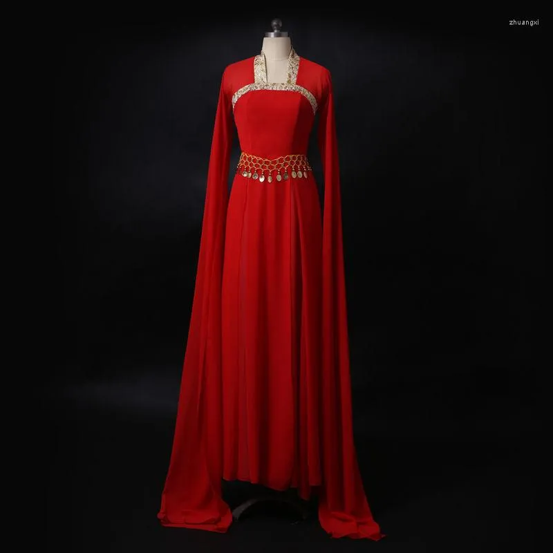 Stage Wear Classical Water Sleeve Dacne Clothing Yangko Costume Hanfu Fan Red Chinese Folk Dance Girl Traditional Rhinestone Dress