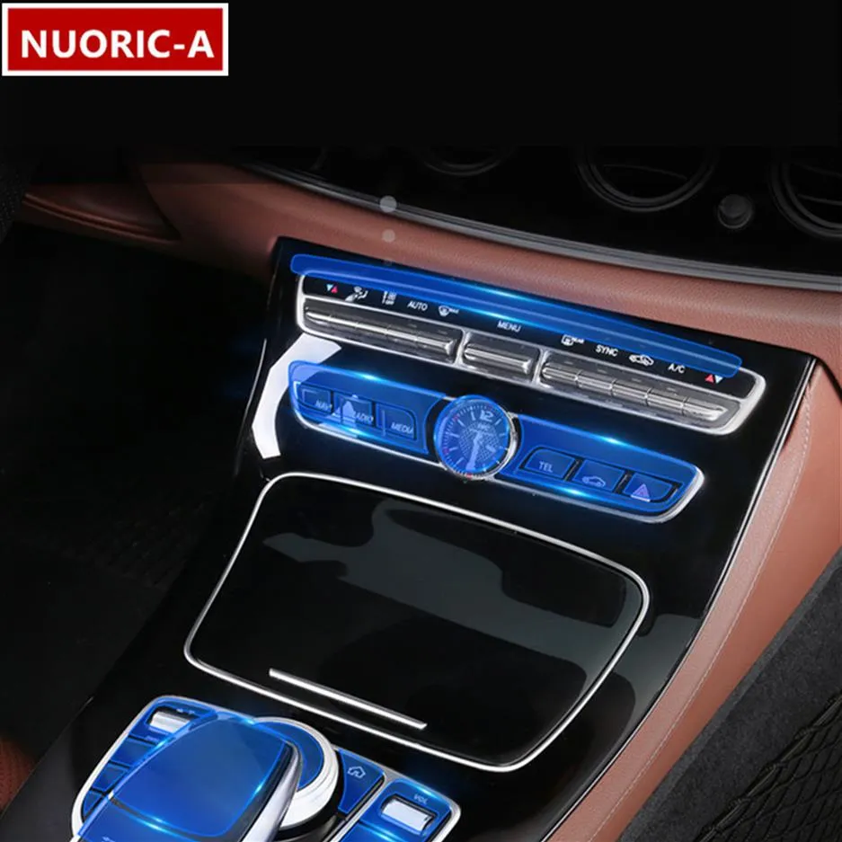 Car Center Console CD Panel AC Multimedia Mouse -knappar TPU Protector Film för Mercedes Benz C E GLC Class W205 W213 X253255J