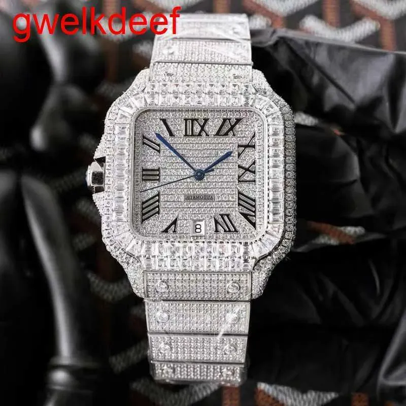 Armbandsur Luxury Custom Bling Iced Out Watches White Gold Plated Moiss Anite Diamond Watchess 5a High Quality Replication Mechanical VLZL