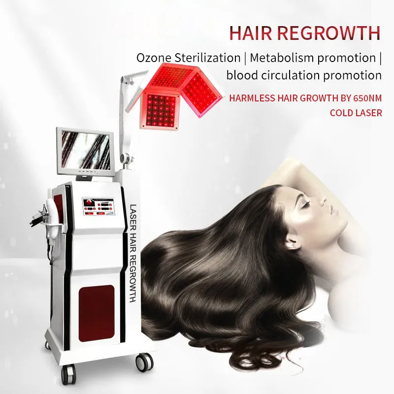Dikey 5 Arada 1 Saç Yeniden Çarpma Cihazı 660NM Diyot Lazer Saç Büyüme Makinesi Saç Kaymık Tedavisi Saç Algılama Salon Ekipmanları