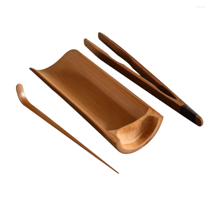 Ensembles de vaisselle 3 PCS Kungfu Tea Scoop Set Kongfu Accessoires Bamboo Making Tool Kit Chinois Japonais