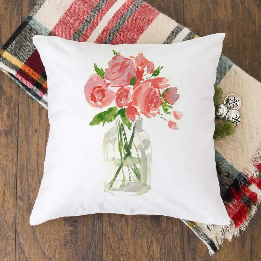Coussin/décoratif fleur rose imprimé housse de coussin étui de mode décoration salon canapé maison bureau jardin étui personnalisable