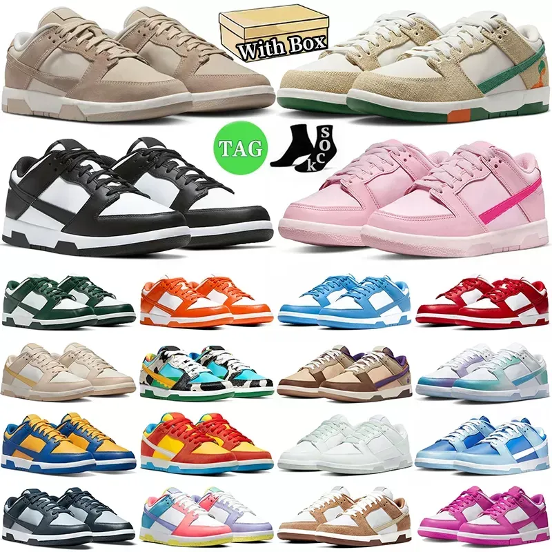 con Box scarpe basse firmate panda rosa grosso uomo donna Bianco Nero UNC Grigio Fog Team Green Syracuse GAI Olive uomo scarpe da ginnastica outdoor sneakers casual walking jogging