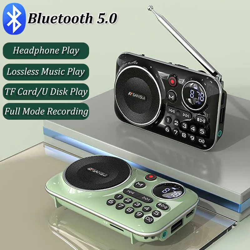 Haut-parleurs portables Radio FM Bluetooth 5.0 mini radio portable pour les personnes âgées le lecteur de musique prend en charge les écouteurs d'enregistrement R230731