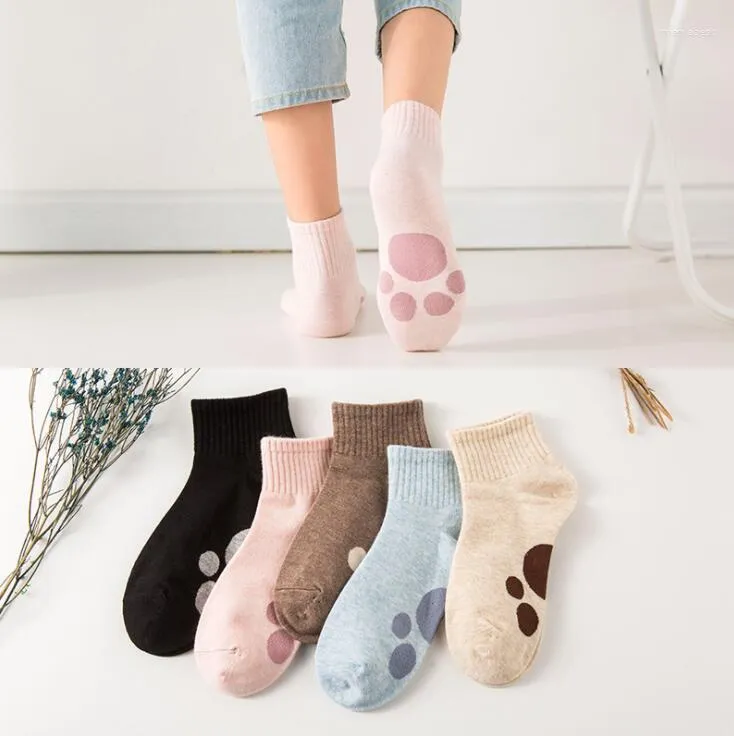 Kadın Çorap Yishine 5 Çift Moda Kadın Sevimli Hayvan Ayakları Baskılar Komik Pamuk Mürettebat Ayak Bileği Kızlar İçin