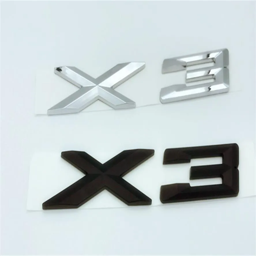 1st Abs Chrome Black X3 Letters Number Trunk Bakre Emblem Decal Badge Sticker för BMW X3237T