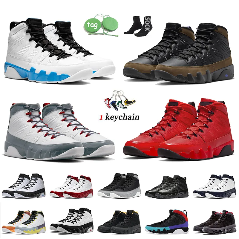 Nike Air Jordan 9 9s Retro Jordan 남성 농구화 점프맨 입자 그레이 대학 블루 스페이스 잼 동상 트레이너 스니커즈