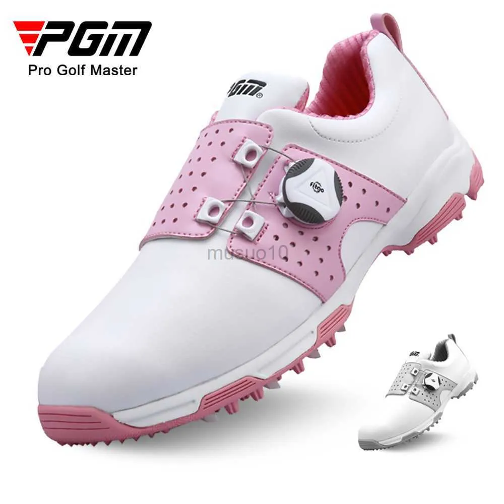 Golf PGM Women Golf Shoes Waterproof Lightweight Knob Buckle Shoelace Sneakers Ladies Non-Slip Trainers Shoes XZ098 HKD230727